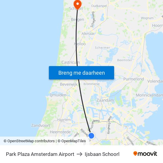 Park Plaza Amsterdam Airport to Ijsbaan Schoorl map