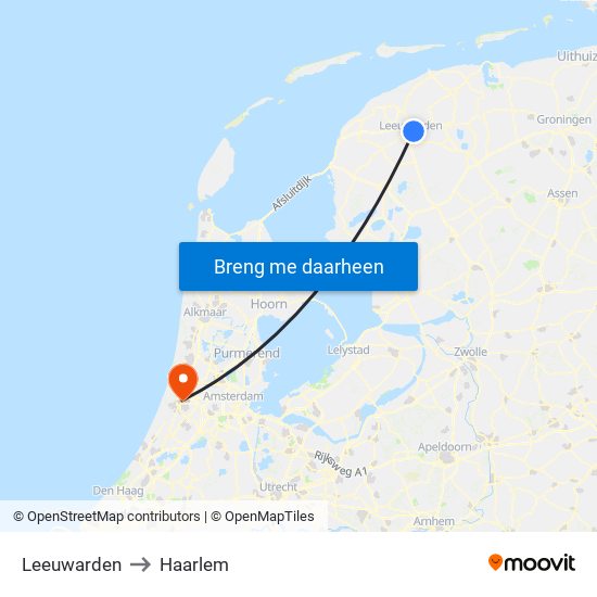 Leeuwarden to Haarlem map