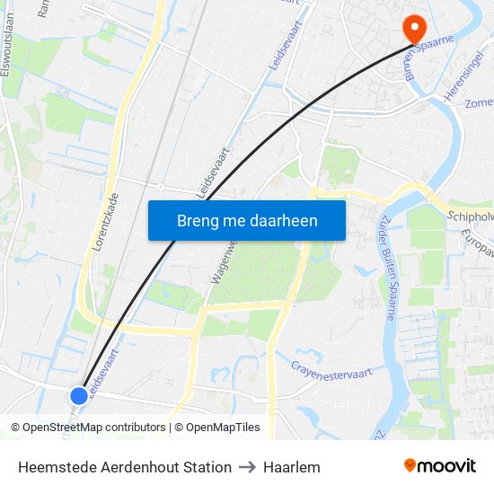 Heemstede Aerdenhout Station to Haarlem map