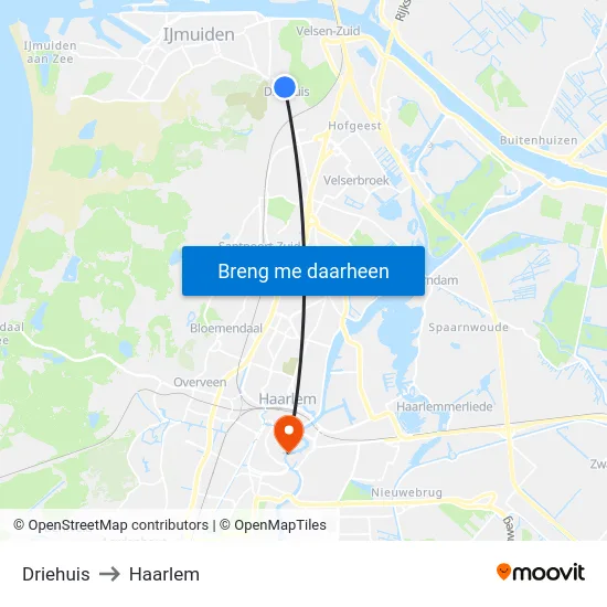 Driehuis to Haarlem map