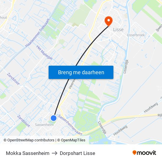Mokka Sassenheim (Supervlaai Sassenheim) to Dorpshart Lisse map