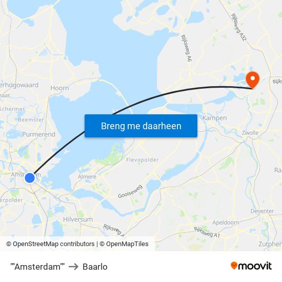 ""Amsterdam"" to Baarlo map