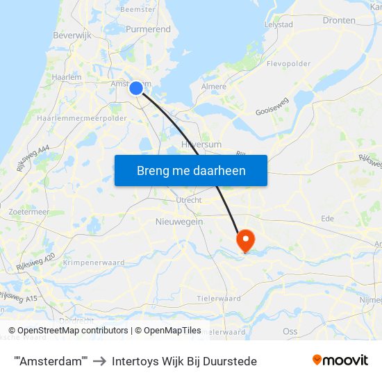 ""Amsterdam"" to Intertoys Wijk Bij Duurstede map