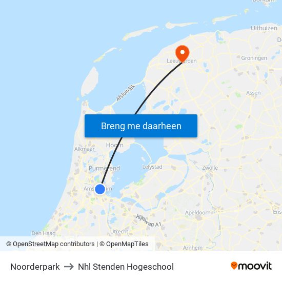 Noorderpark to Nhl Stenden Hogeschool map