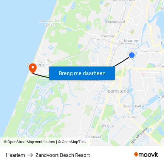 Haarlem to Zandvoort Beach Resort map