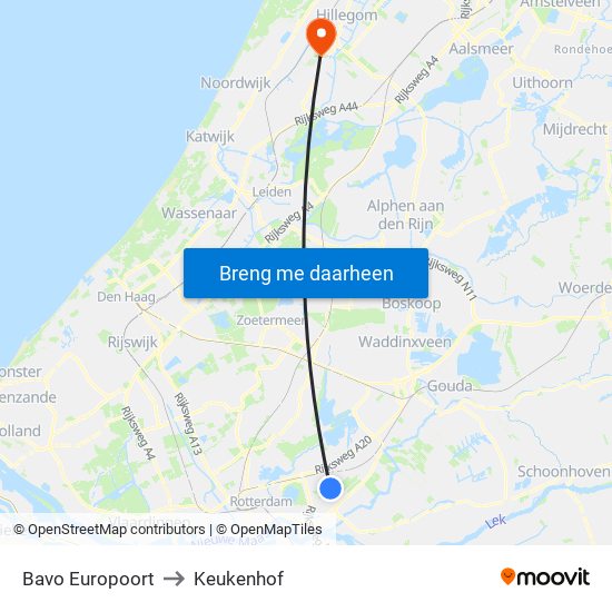 Bavo Europoort to Keukenhof map