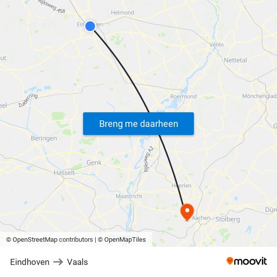 Eindhoven to Vaals map