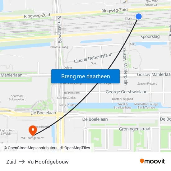 Zuid to Vu Hoofdgebouw map