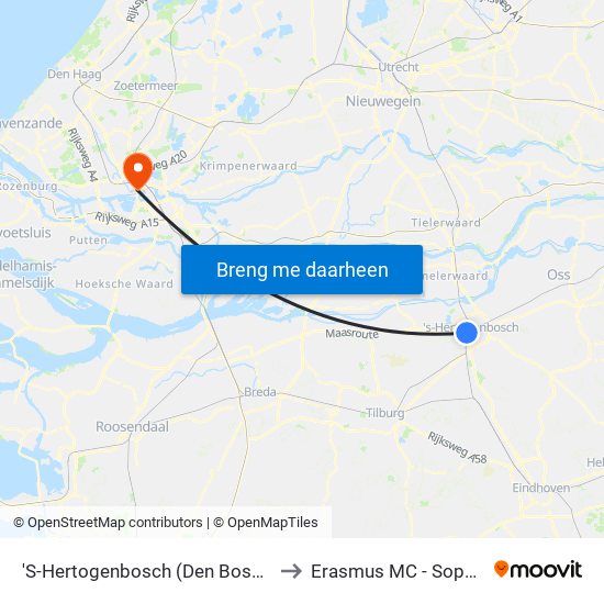 'S-Hertogenbosch (Den Bosch) to Erasmus MC - Sophia map