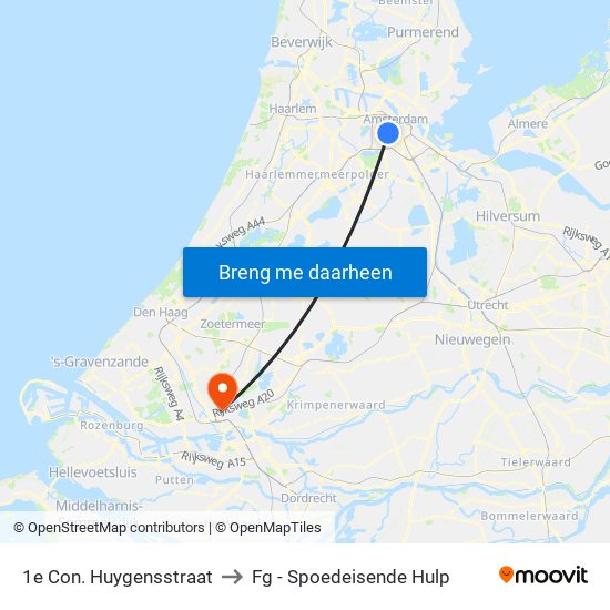 1e Con. Huygensstraat to Fg - Spoedeisende Hulp map