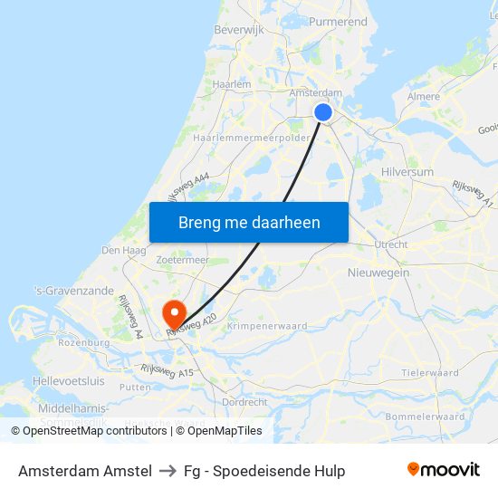 Amsterdam Amstel to Fg - Spoedeisende Hulp map