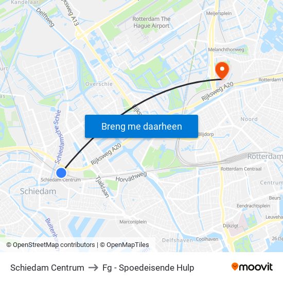 Schiedam Centrum to Fg - Spoedeisende Hulp map