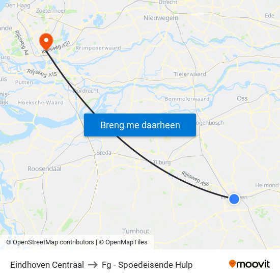 Eindhoven Centraal to Fg - Spoedeisende Hulp map