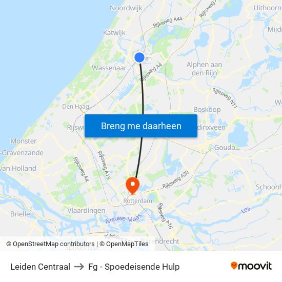 Leiden Centraal to Fg - Spoedeisende Hulp map