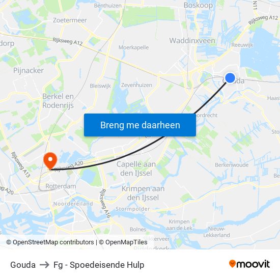 Gouda to Fg - Spoedeisende Hulp map