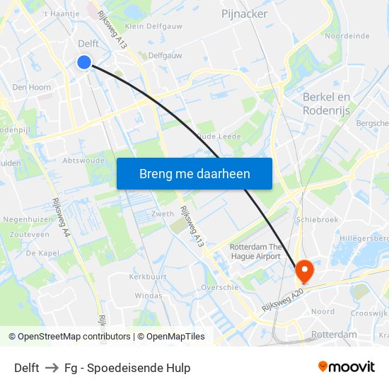 Delft to Fg - Spoedeisende Hulp map