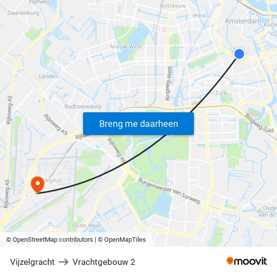 Vijzelgracht to Vrachtgebouw 2 map