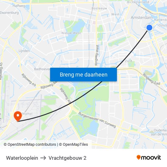 Waterlooplein to Vrachtgebouw 2 map