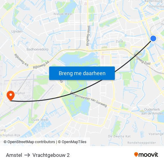 Amstel to Vrachtgebouw 2 map