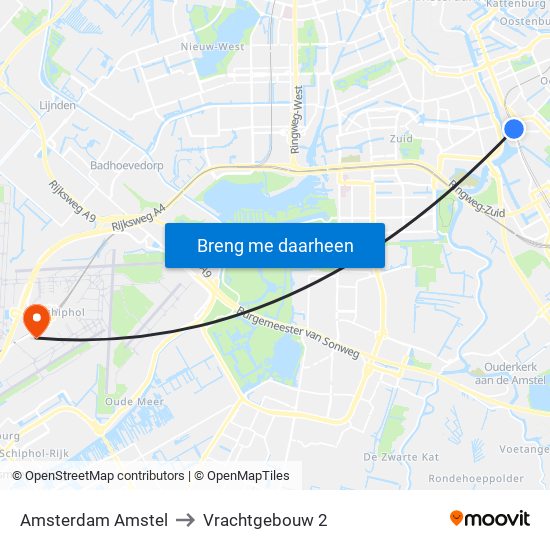 Amsterdam Amstel to Vrachtgebouw 2 map