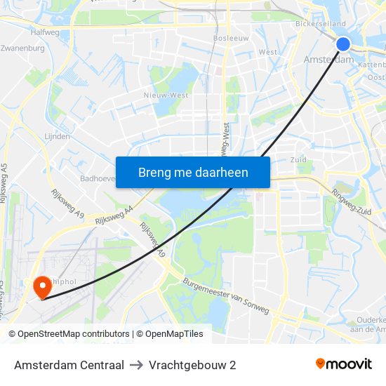 Amsterdam Centraal to Vrachtgebouw 2 map