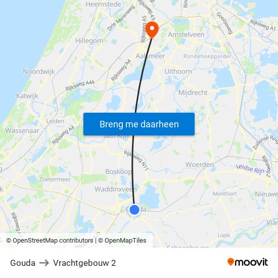 Gouda to Vrachtgebouw 2 map