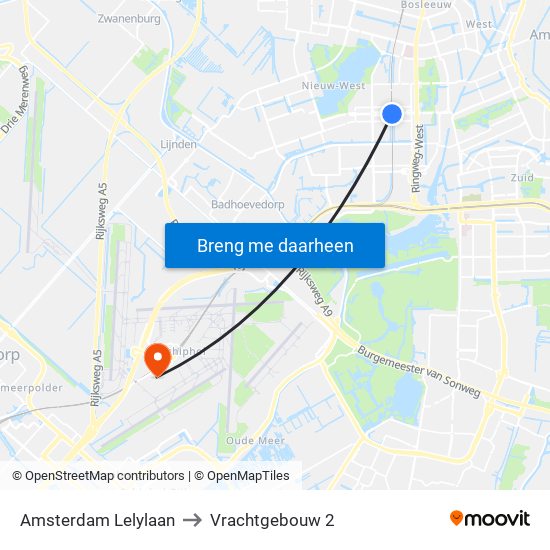 Amsterdam Lelylaan to Vrachtgebouw 2 map