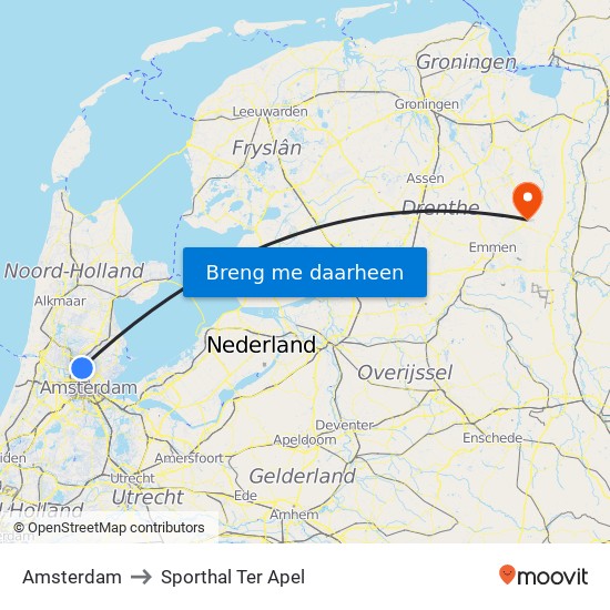 Amsterdam to Sporthal Ter Apel map