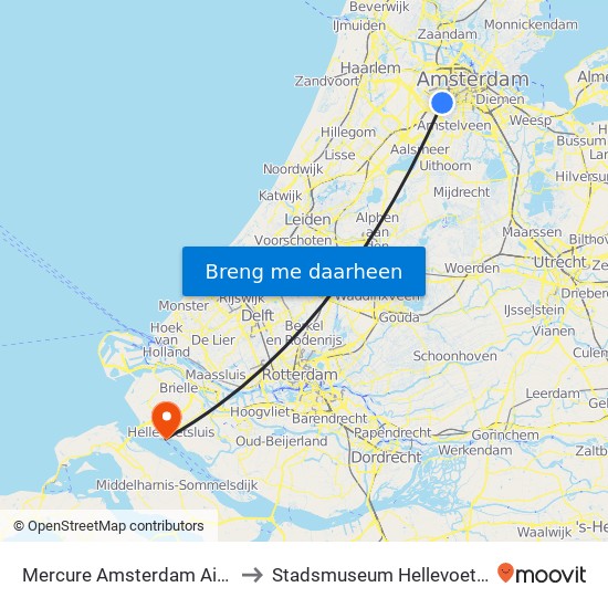 Mercure Amsterdam Airport to Stadsmuseum Hellevoetsluis map