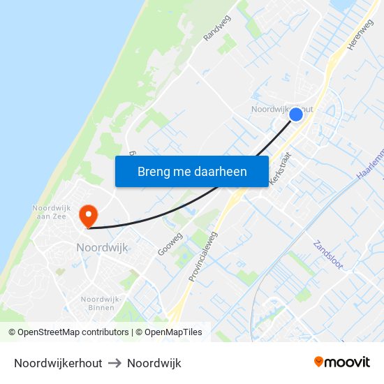 Noordwijkerhout to Noordwijk map
