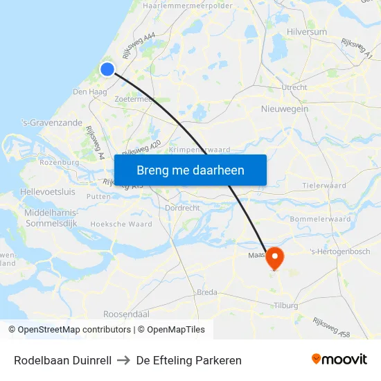 Rodelbaan Duinrell to De Efteling Parkeren map
