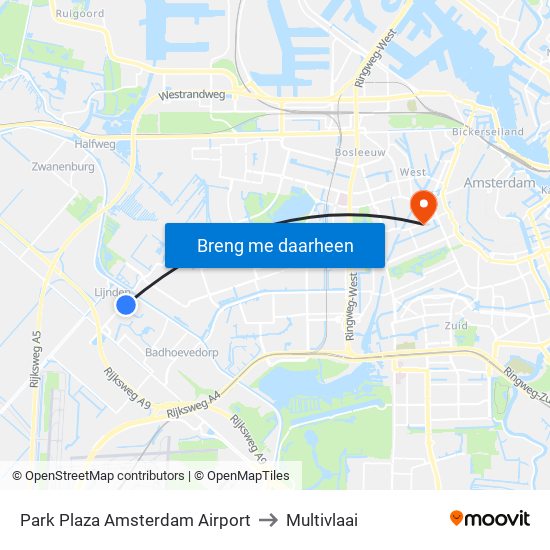 Park Plaza Amsterdam Airport to Multivlaai map