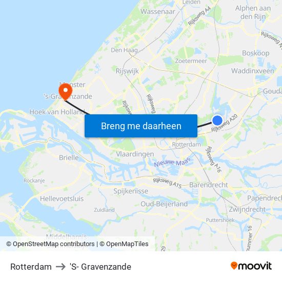 Rotterdam to 'S- Gravenzande map