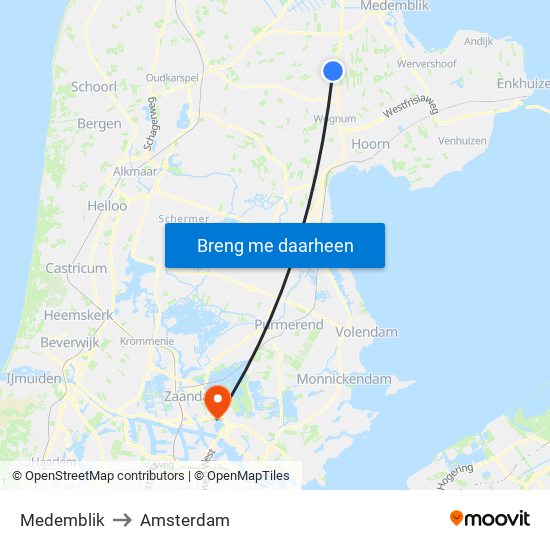 Medemblik to Amsterdam map