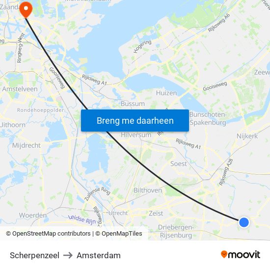 Scherpenzeel to Amsterdam map