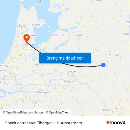 Openluchttheater Eibergen to Amsterdam map