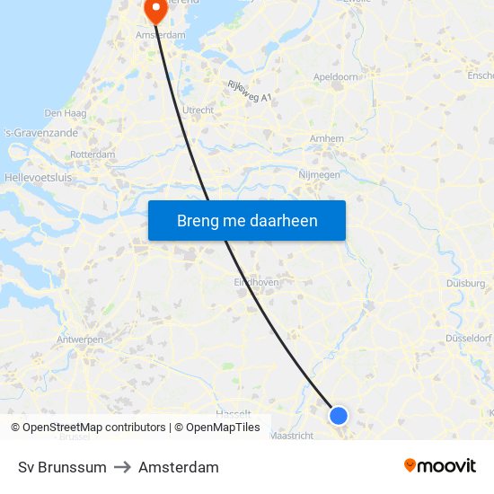 Sv Brunssum to Amsterdam map