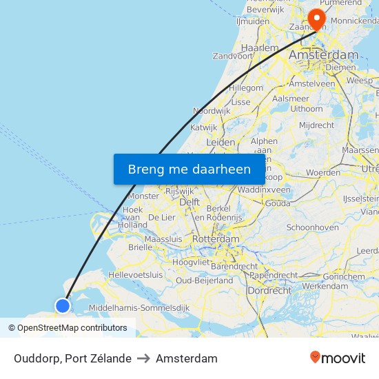 Ouddorp, Port Zélande to Amsterdam map