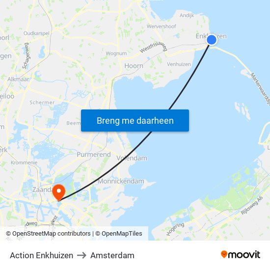 Action Enkhuizen to Amsterdam map