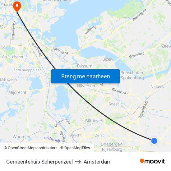 Gemeentehuis Scherpenzeel to Amsterdam map