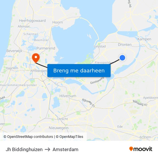 Jh Biddinghuizen to Amsterdam map