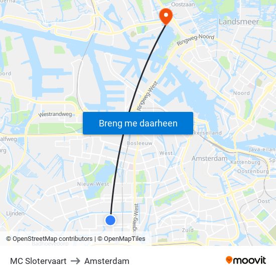 MC Slotervaart to Amsterdam map