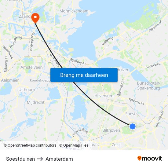 Soestduinen to Amsterdam map