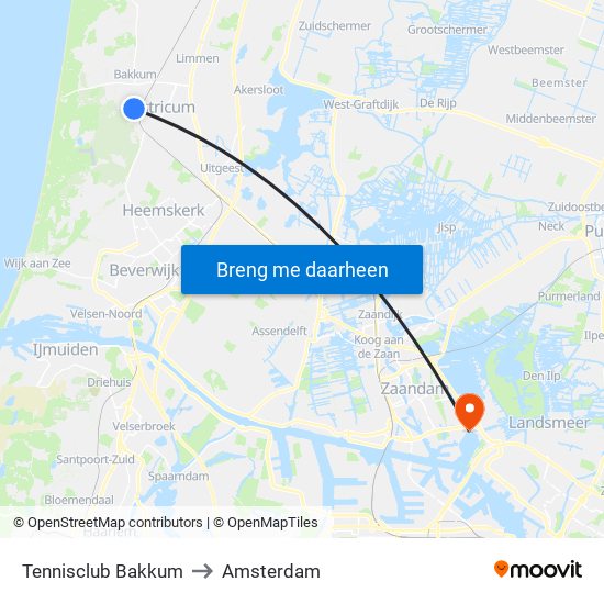 Tennisclub Bakkum to Amsterdam map