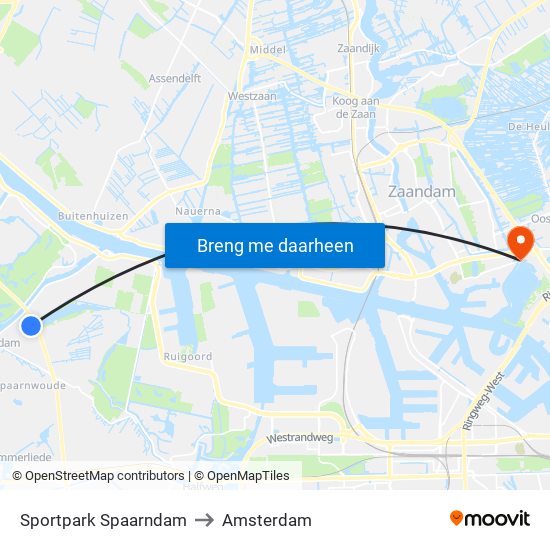 Sportpark Spaarndam to Amsterdam map