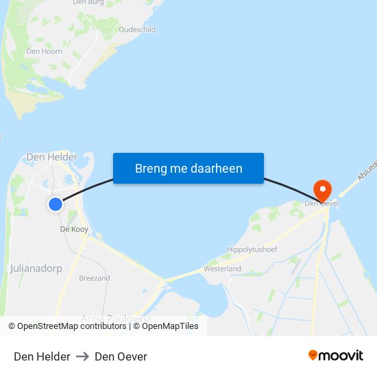 Den Helder to Den Oever map