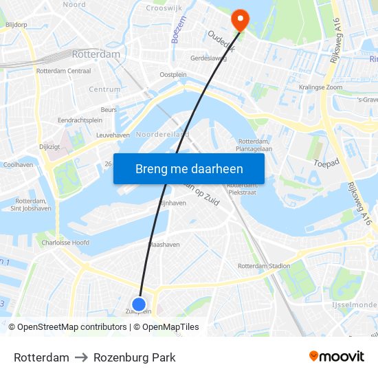 Rotterdam to Rozenburg Park map