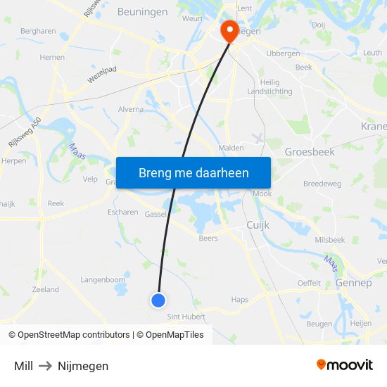 Mill to Nijmegen map