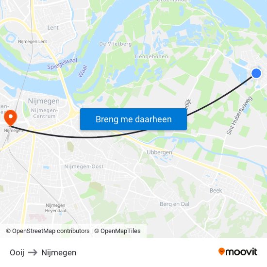 Ooij to Nijmegen map