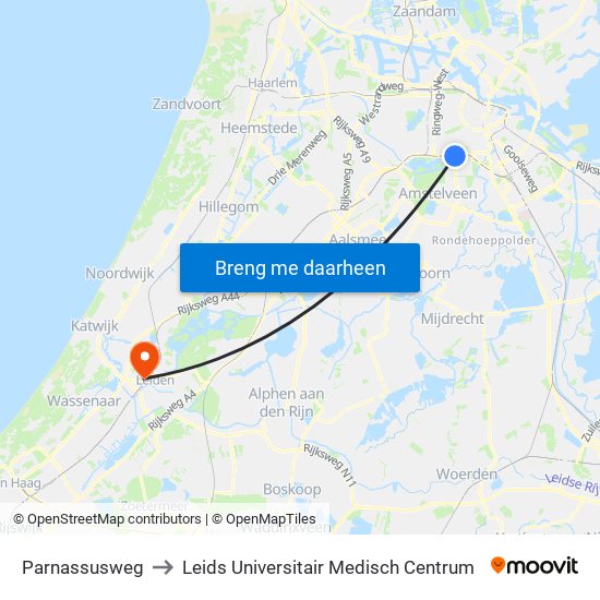 Parnassusweg to Leids Universitair Medisch Centrum map